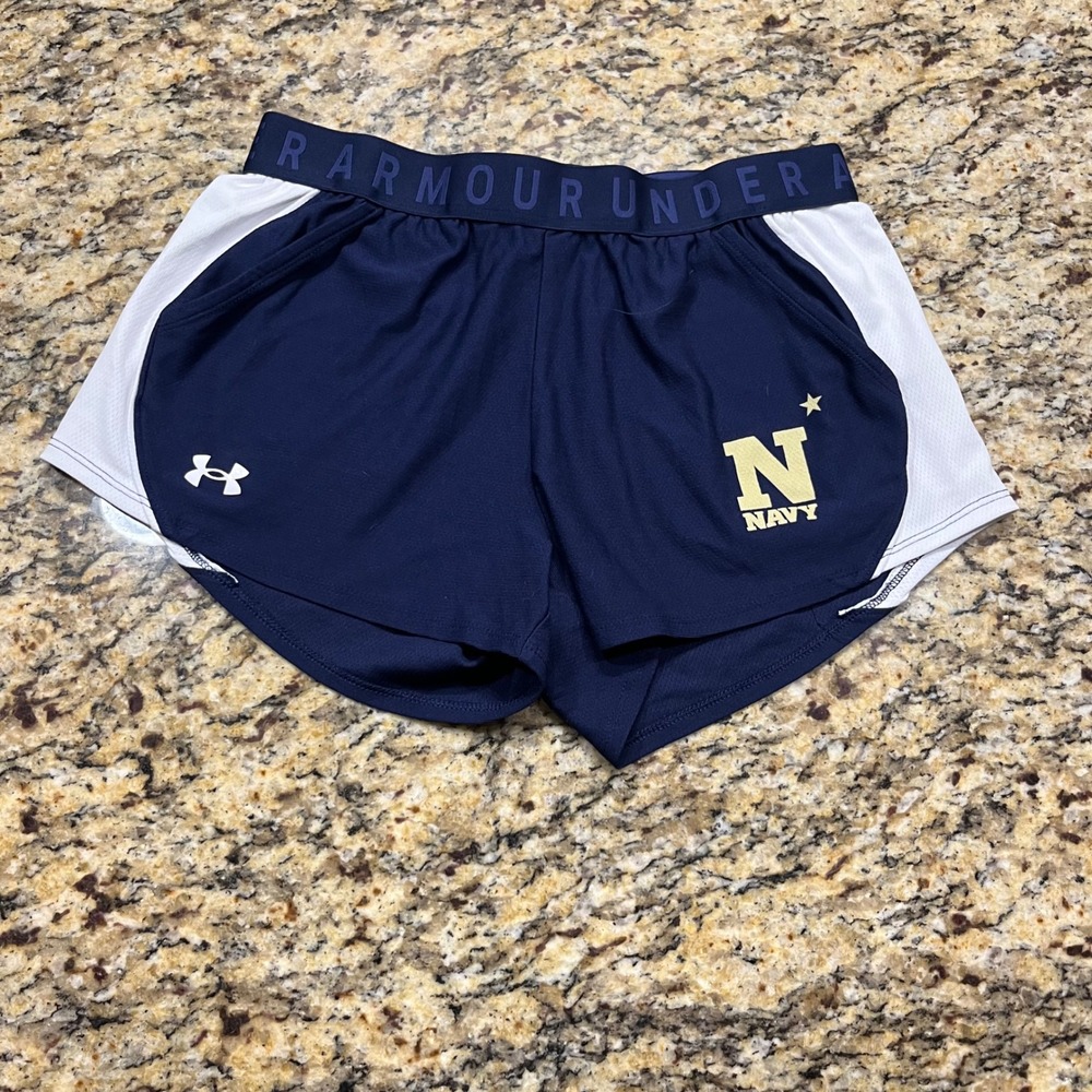 Under Armour Mens Navy Blue US Navy HeatGear Athletic Training Shorts Medium